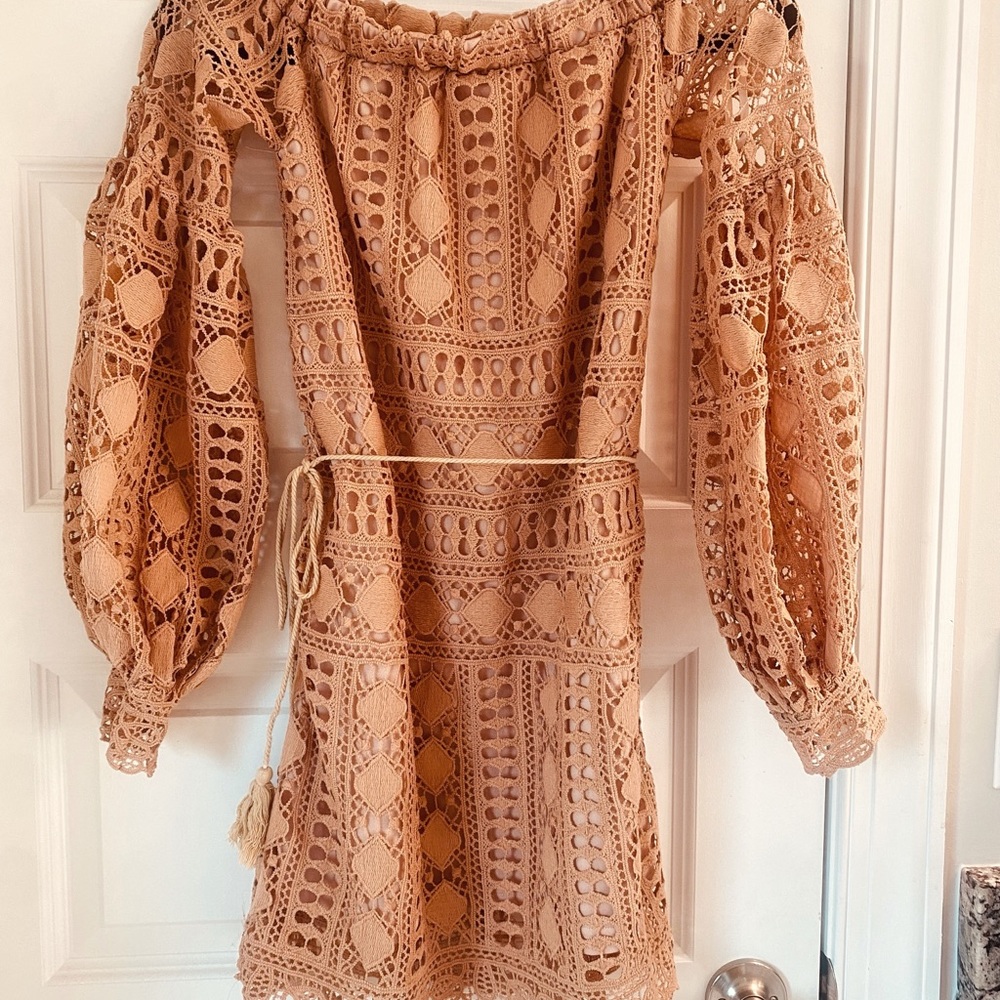 Puff sleeve lace mini dress